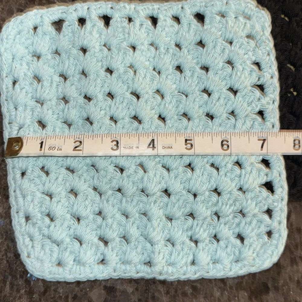 3 Hand Crocheted Washcloths Cotton Washcloths Dish Cloths 100% Cotton